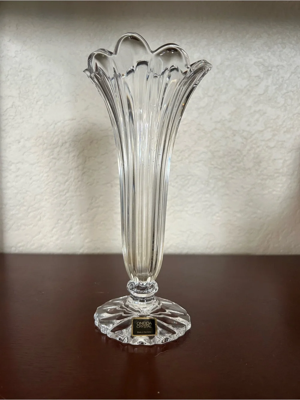 Oneida Clear Fluted Crystal Bud Vase